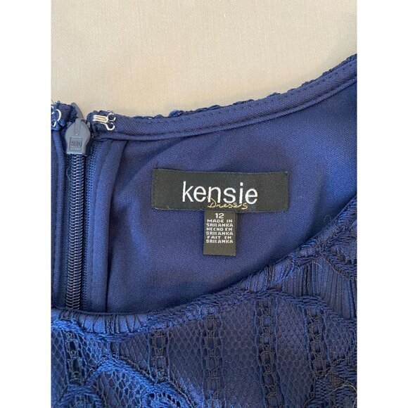NWT Kensie Navy Blue Lace Overlay Lined Short Sleeve Dress Size 12 - Picture 5 of 12